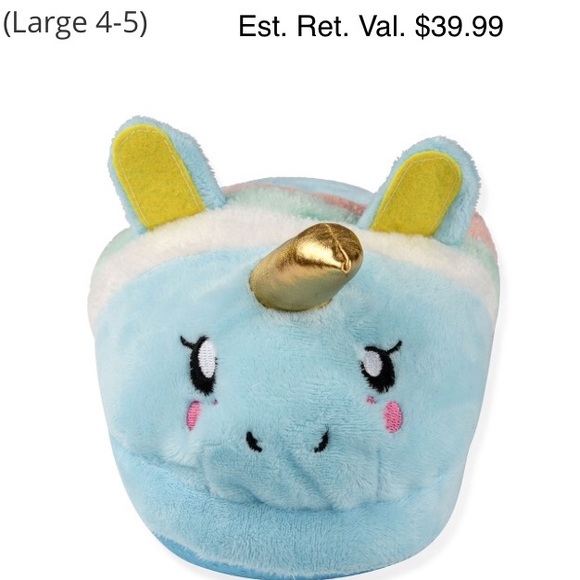 BLUE Unicorn SLIPPERS SZ L 4/5 NWT - Picture 4 of 6